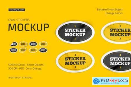 Oval Stickers Mockup Set 6664118