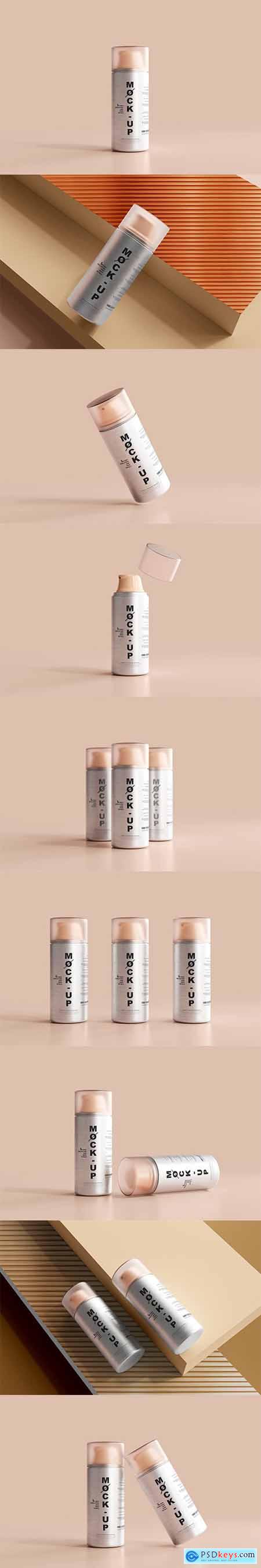 Aluminum body cosmetic pump bottle mockup