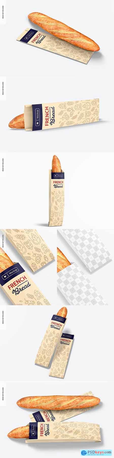 French bread paper bags mockup