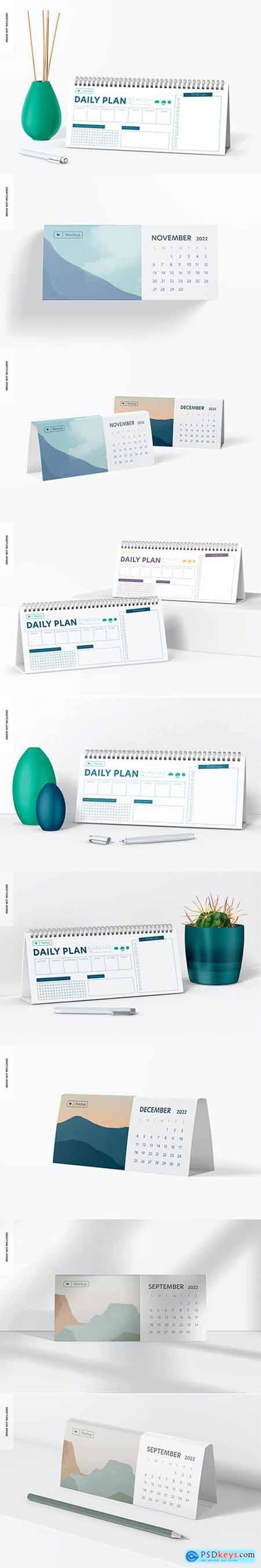 Horizontal desk calendar mockup