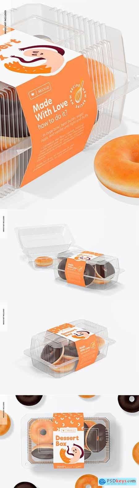 Clear disposable dessert box mockup
