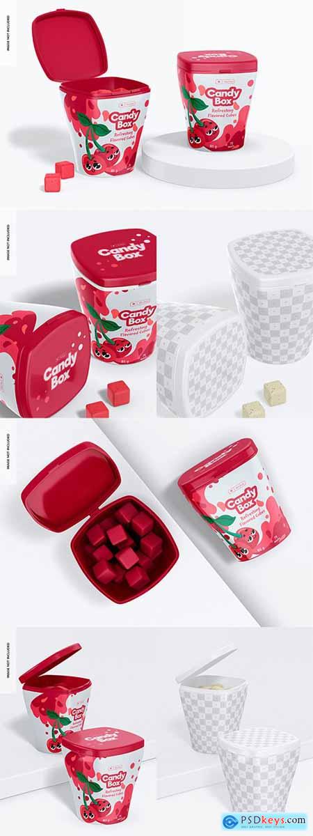 Plastic candy boxes mockup