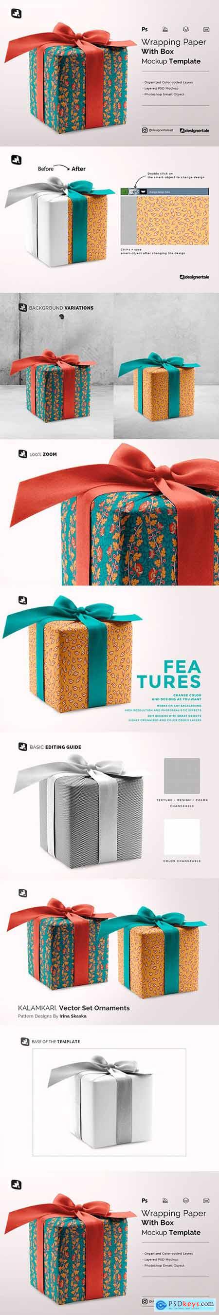 Wrapping Paper Mockup With Box 5042463