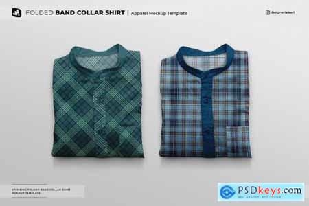 Folded Band Collar Shirt Mockup 6784824
