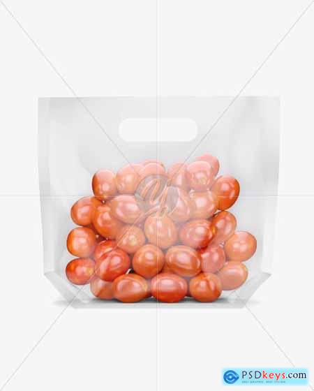 Glossy Transparent Stand-Up Pouch W- Tomatos Mockup 33292