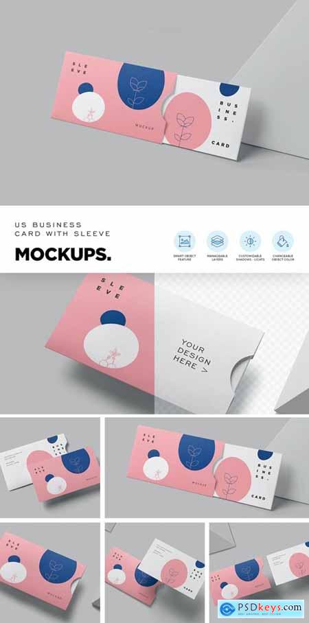 US Business Card with Sleeve Mockups