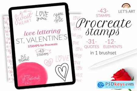 Valentines Day Lettering Procreate stamps