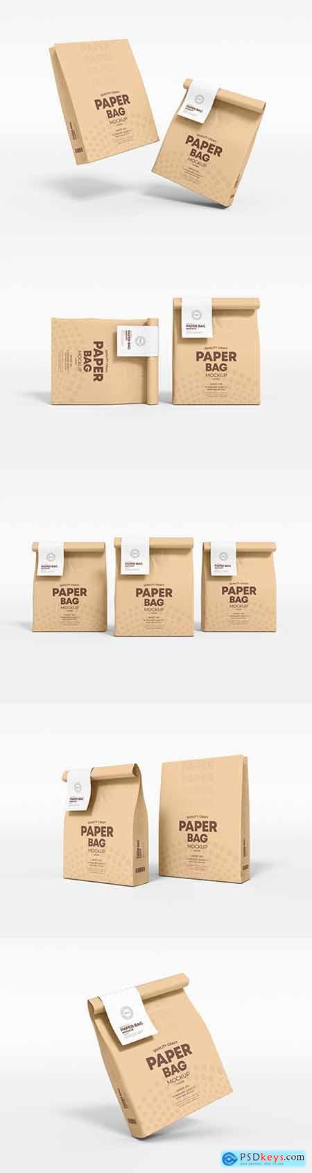 Paper coffee bag with tag packaging mockup