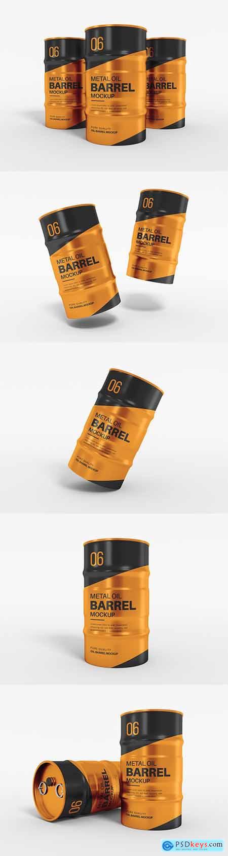 Metal oil barrel drum packaging mockup