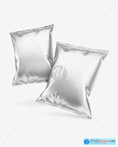 Two Matte Metallic Snack Packages Mockup 81635