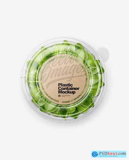 Paper Container With Salad & Transparent cap mockup 86635