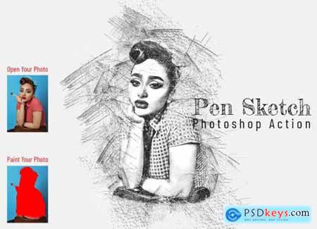 Pen Sketch Photoshop Action 6893020
