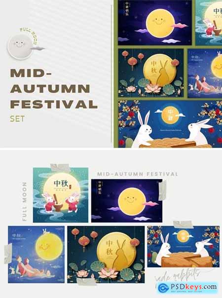 Mid-Autumn Moon Illustration Set