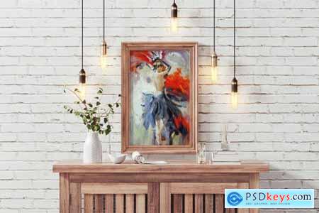 Wooden Picture Frame In Interior Mockup