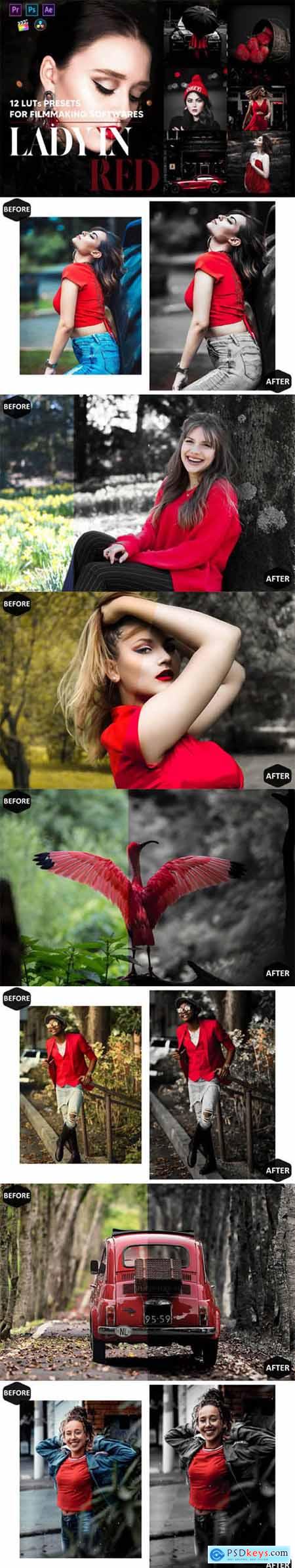 12 Lady in Red Video LUTs Presets
