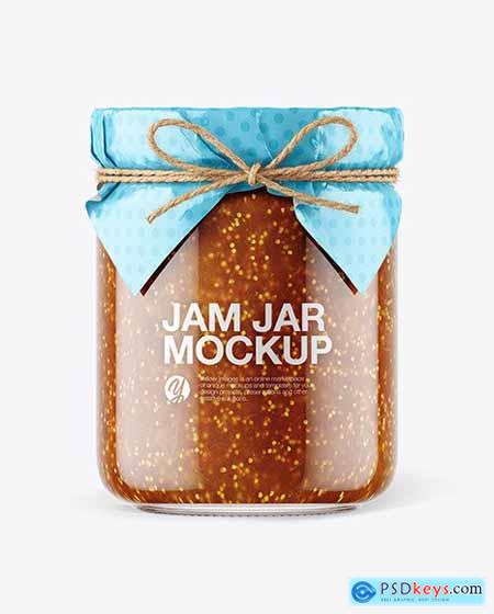 Glass Fig Jam Jar with Paper Cap Mockup 65766