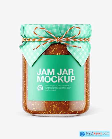 Glass Fig Jam Jar with Paper Cap Mockup 65766