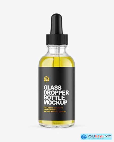 Clear Glass Dropper Bottle with Oil Mockup 65642