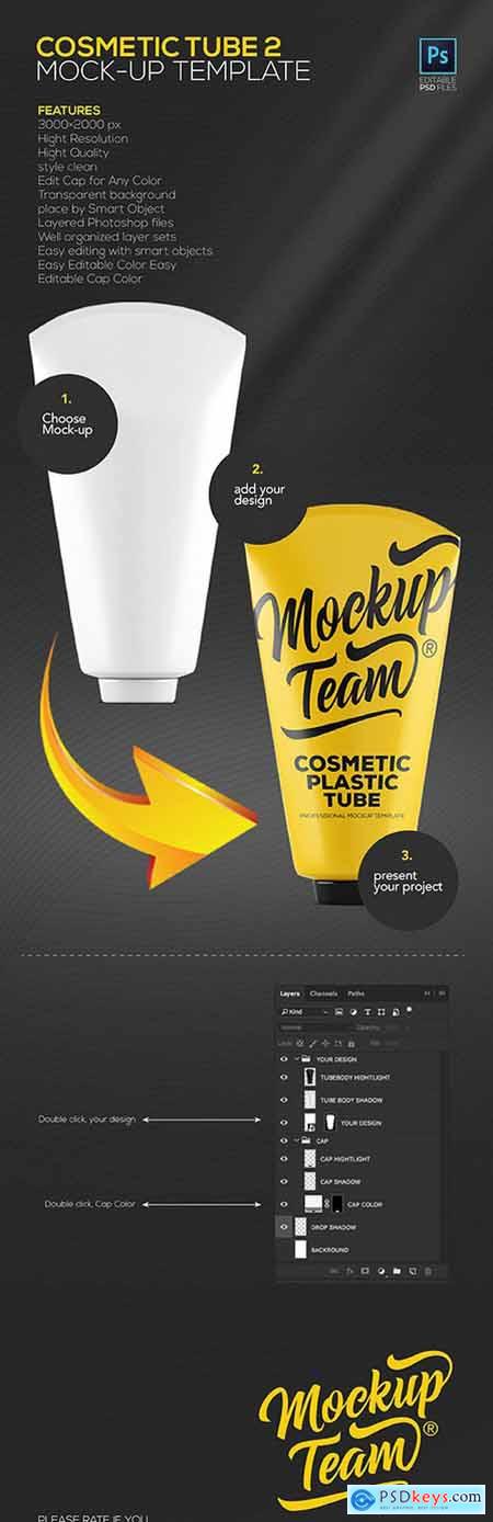 Cosmetic Tube 2 Mock-up Template