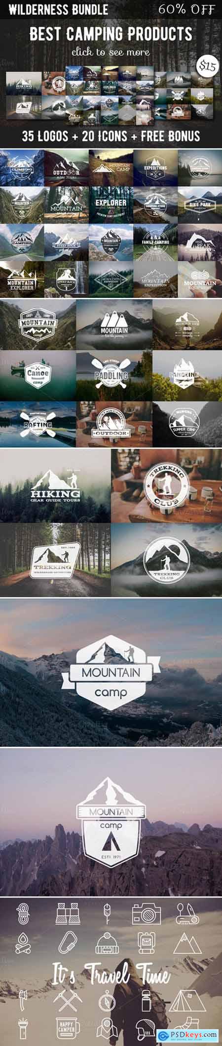 35 Camping Logos 20 Icons