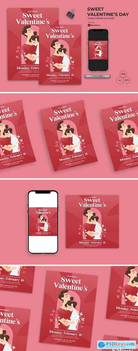 Sweet Valentines Day - Flyer, Poster & IG AS