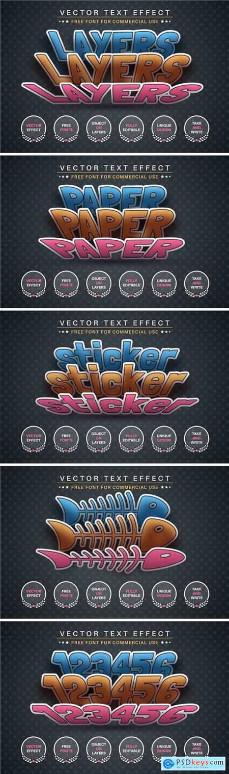 Three Sticker- Editable Text Effect, Font Style