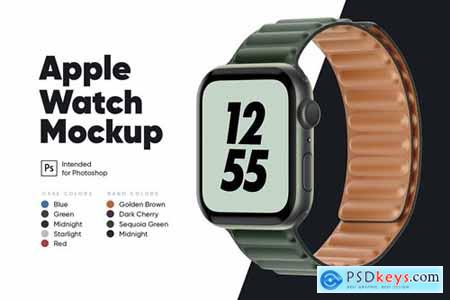 Apple Watch 7 with Leather Link Mockup