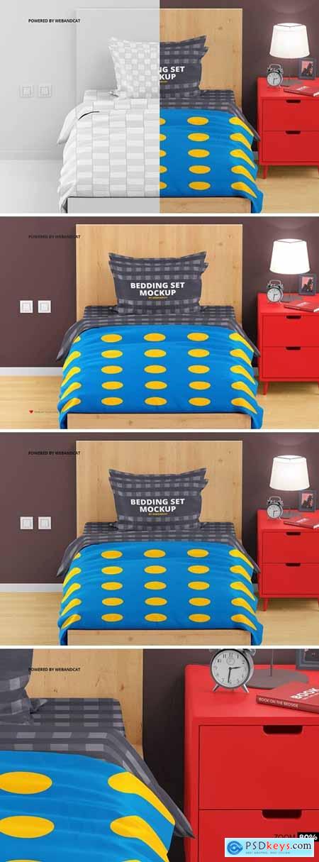 Bedroom, Single Bed Mockup