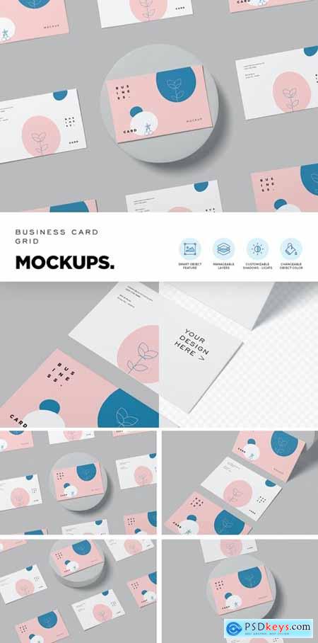 Business Card Grid Mockups