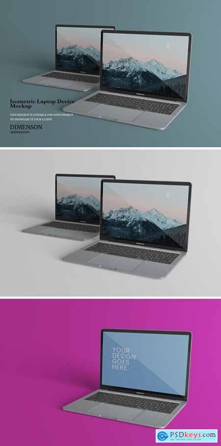 Isometric Laptop Device - Mockup