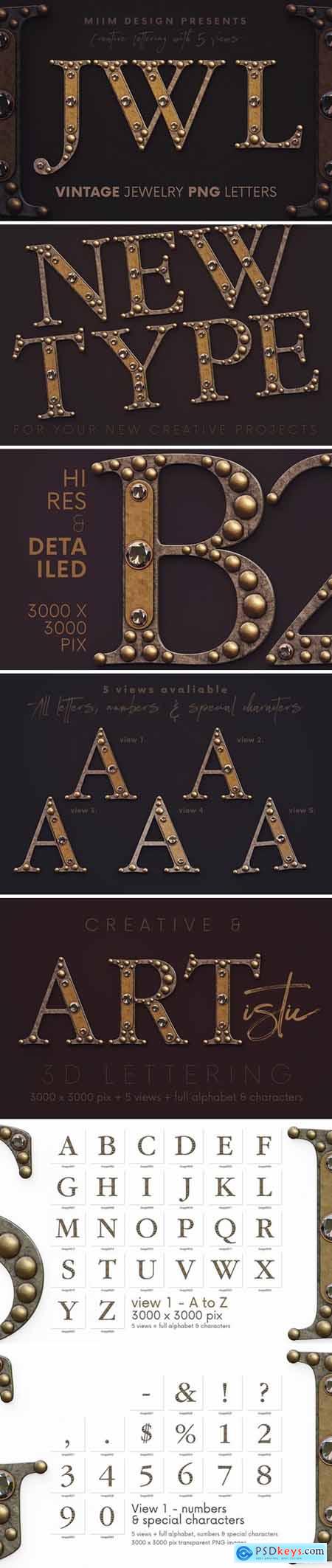 Vintage Jewelry 3D Alphabet