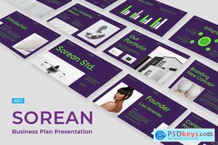 Clean Purple Green Simple Modern Corporate Profile Powerpoint, Keynote and Google Slides Templates