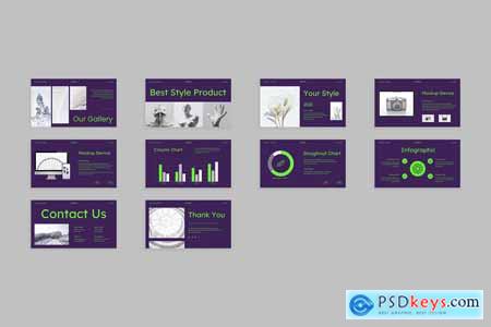 Clean Purple Green Simple Modern Corporate Profile Powerpoint, Keynote and Google Slides Templates
