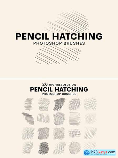 20 Pencil Hatching Photoshop Brushes V2