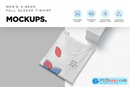 Full Sleeve V Neck Shirt Mockups VTYGJ79