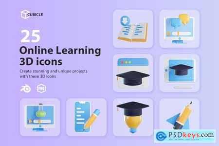 Cubicle - Online Learning 3D Icons NSKJMR3