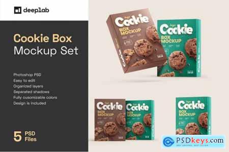 Cookies Box Packaging Mockup Set 6985417