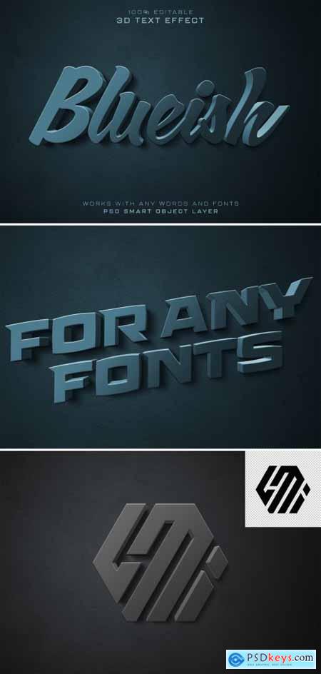 Blue Text Effect Mockup with Dark 3D Shadow 486149516