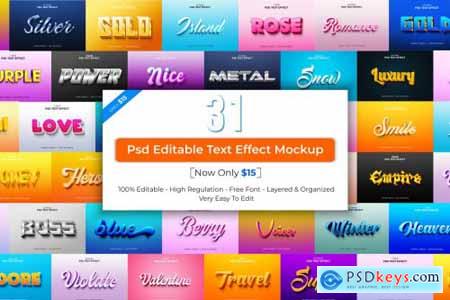 Editable 3d Text effect PSD Bundle 6817423