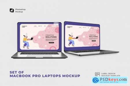 Set of MacBook Pro Laptops Mockup 6936811