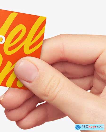 Business Card in a Hand Mockup 95395