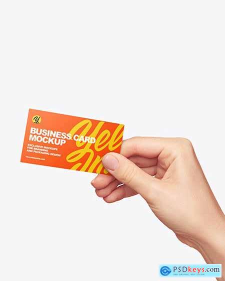 Business Card in a Hand Mockup 95395