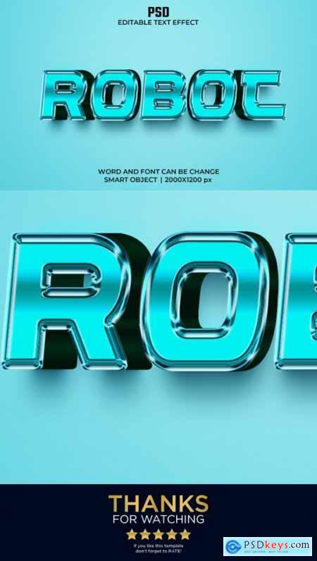 Robot 3d Editable Text Effect Style PSD with Background 36344001