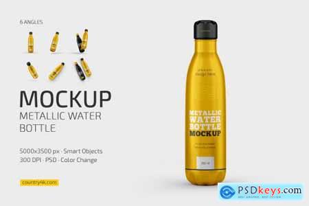 Metallic Water Bottle Mockup Set 6995632