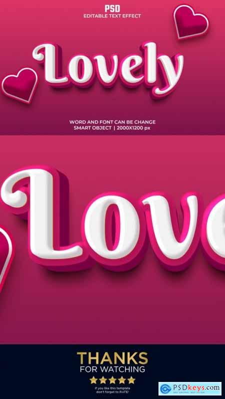 Lovely 3d Editable Text Effect Style PSD with Background 36343951