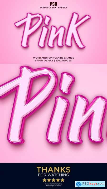 Pink 3D Editable Text Effect Style PSD with Background 36319094