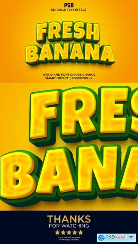 Fresh banana 3d Editable Text EffecT PSD with Background 36349711