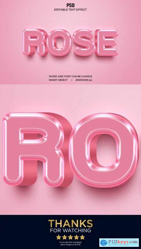 Rose 3d Editable Text Effect Style PSD with Background 36351490