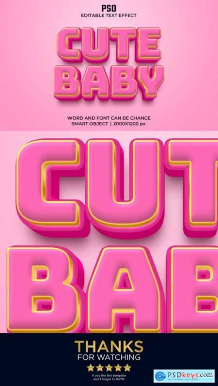 Cute Baby 3d Editable Text Effect Premium PSD with Background 36350483
