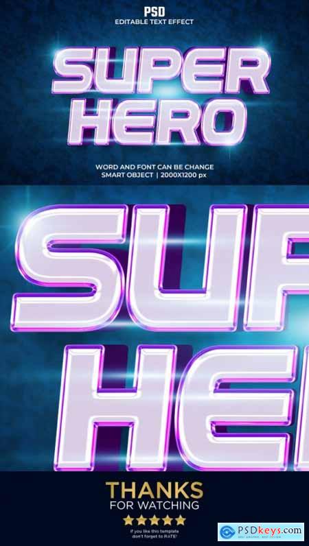 Super hero 3d Editable Text Effect Premium PSD with Background 36349634